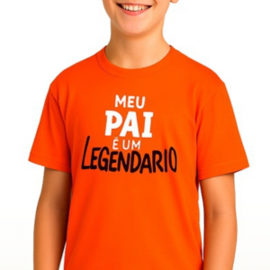 Camiseta Infantil Meu Pai es un Legendario naranja